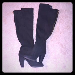 Thigh high zip up boots